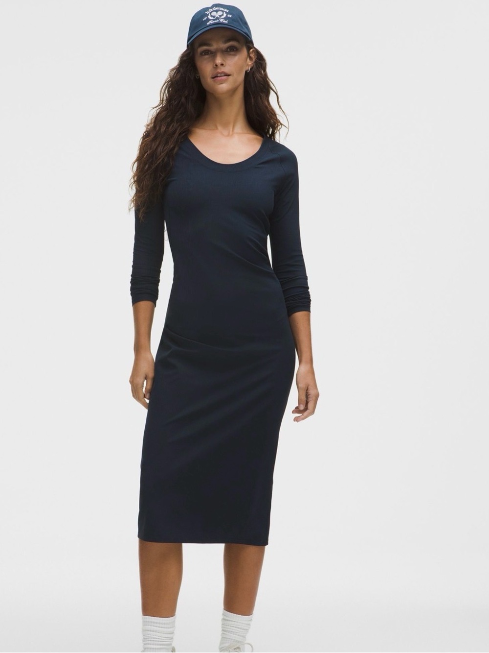 lululemon athletica Navy Long-Sleeve Scoop-Neck Midi Dress NWT